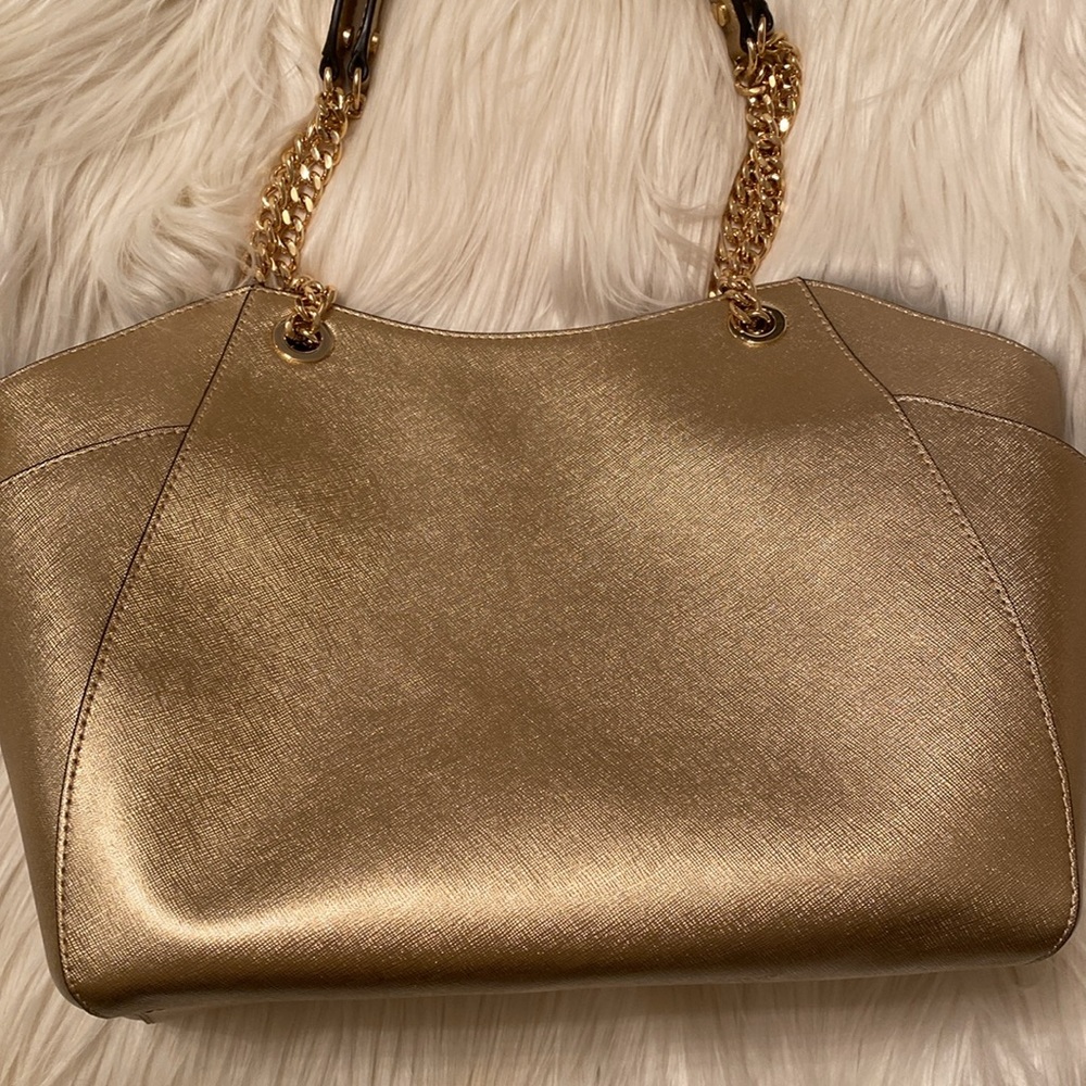 NWT Gold Metallic Michael Kors Tote - Picture 5 of 10
